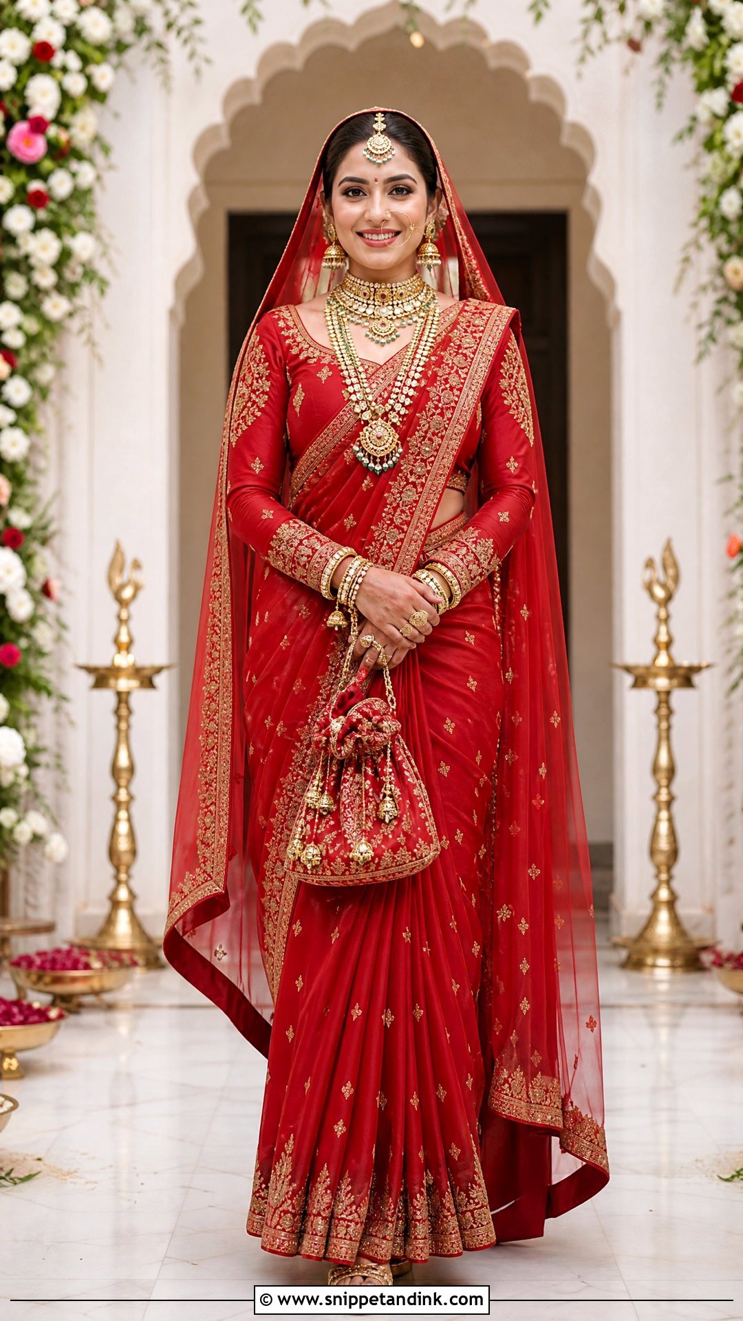 Full Sleeve Bridal Blouse With Red Saree - Snippet and Ink - 25 Blouse Design for Bride Ideas