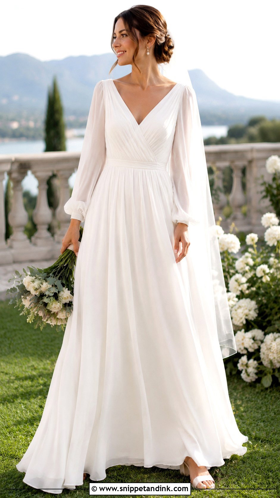 Full Sleeve Chiffon Wedding Dress - Snippet and Ink - 25 Full Sleeve Wedding Dress Ideas