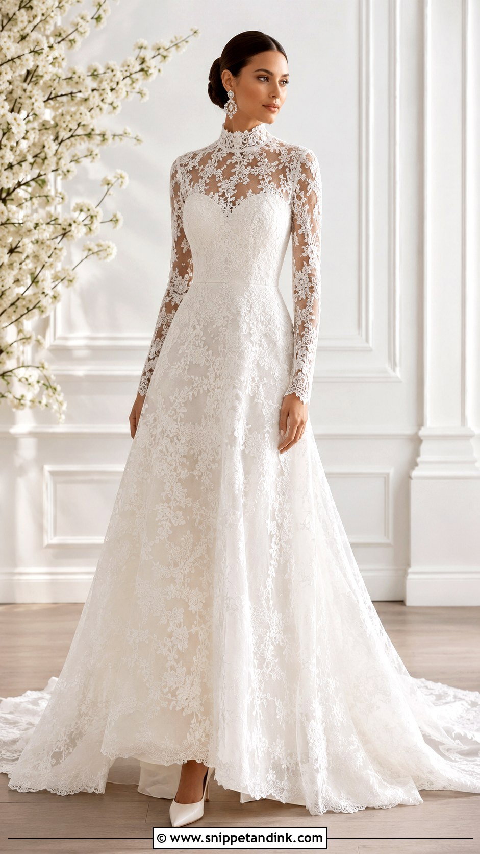 Full Sleeve High Neck Wedding Dress - Snippet and Ink - 25 Full Sleeve Wedding Dress Ideas