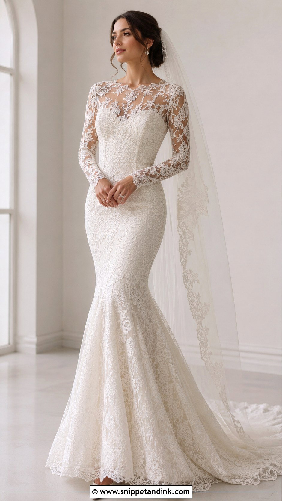 Full Sleeve Mermaid Wedding Dress - Snippet and Ink - 25 Full Sleeve Wedding Dress Ideas