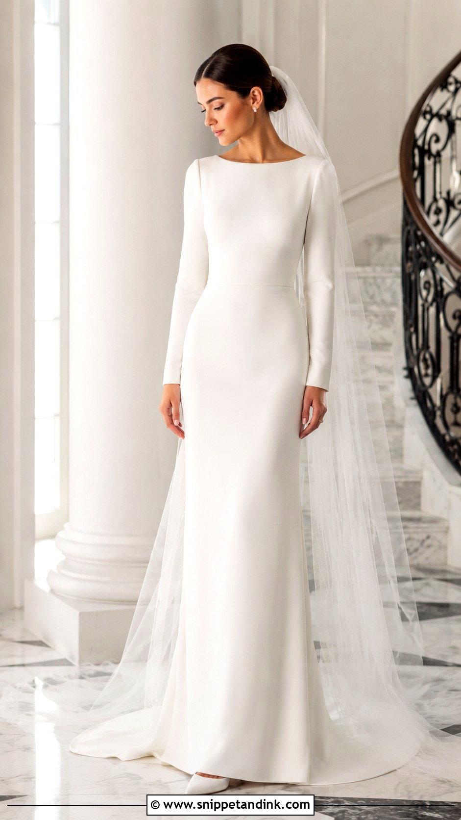 Full Sleeve Minimal Wedding Dress - Snippet and Ink - 25 Full Sleeve Wedding Dress Ideas
