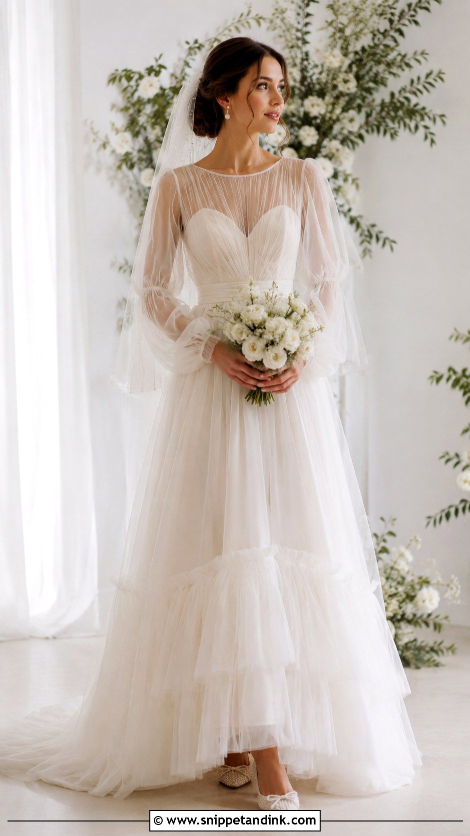 Full Sleeve Tulle Wedding Dress - Snippet and Ink - 25 Full Sleeve Wedding Dress Ideas
