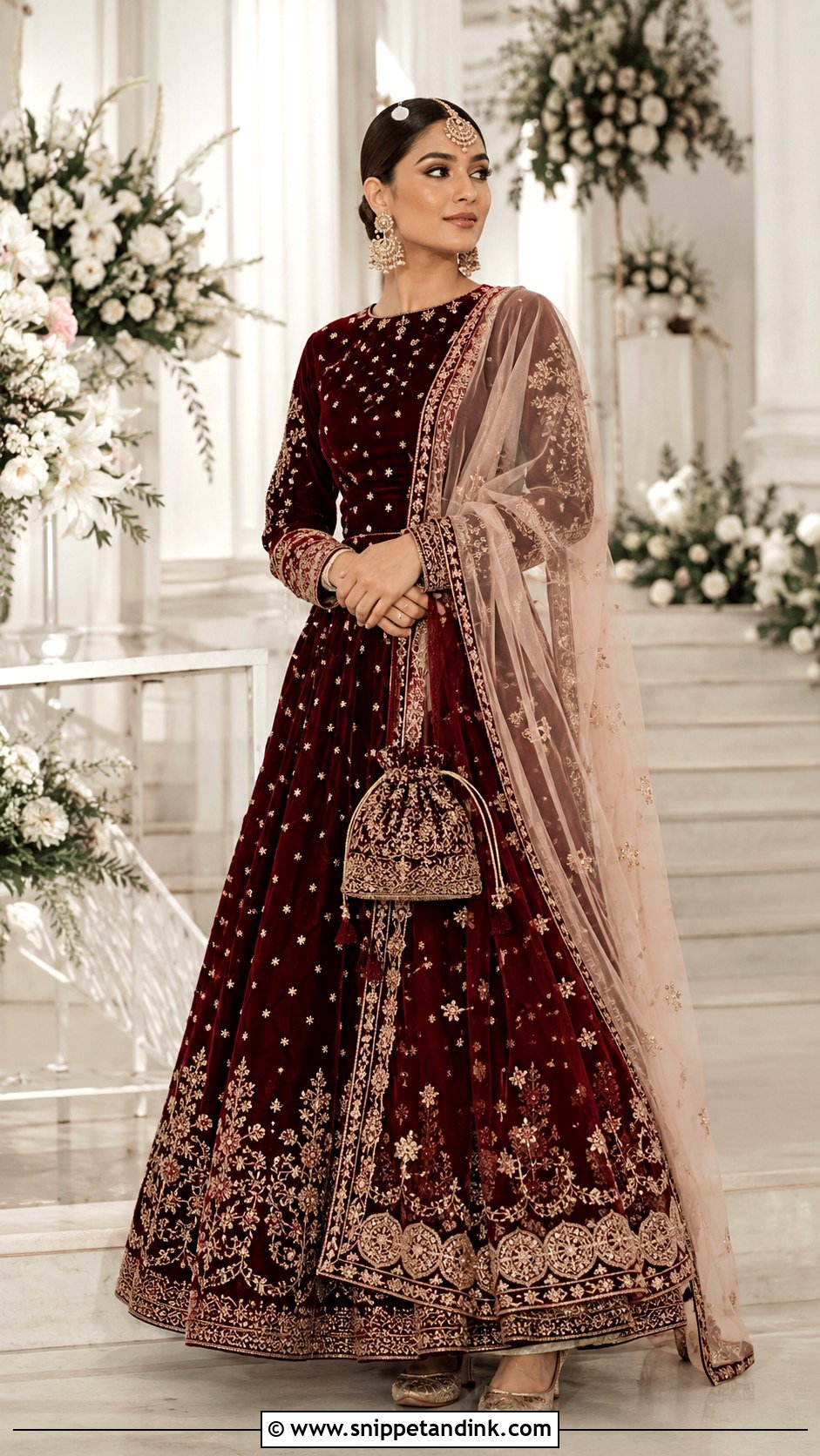Full Sleeve Wedding Blouse With Velvet Lehenga - Snippet and Ink - 20 Wedding Blouse Designs