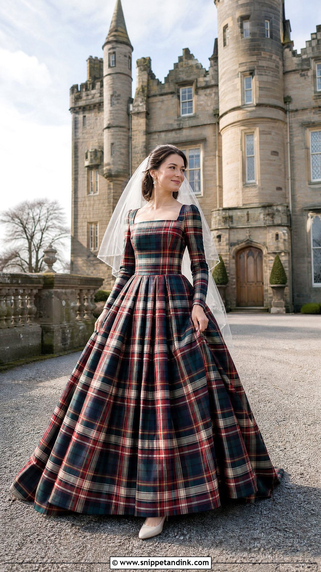 Full Tartan Ball Gown Scottish Wedding Dress - Snippet and Ink - 20 Scottish Wedding Dresses