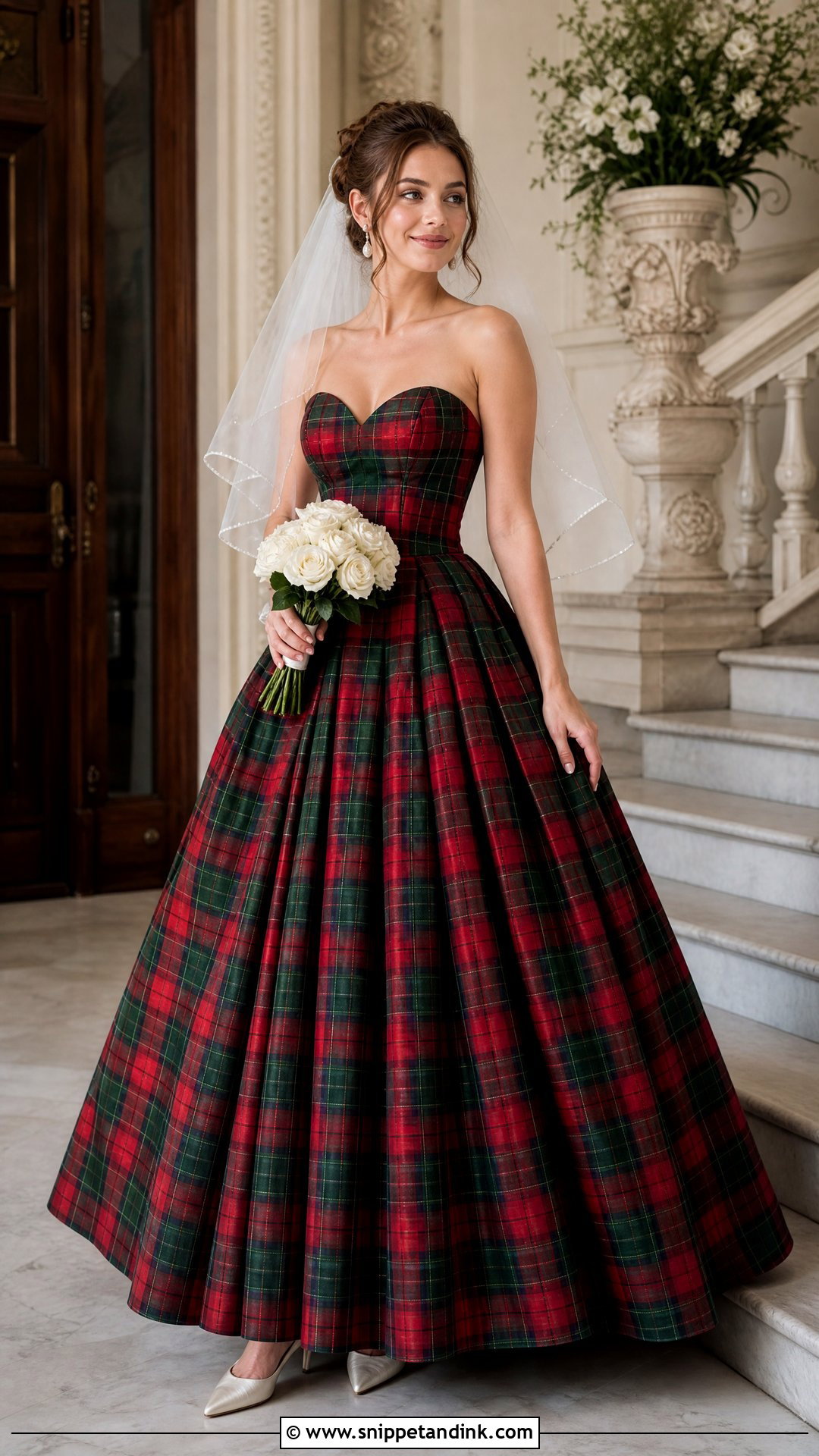 Full Tartan Ball Gown Wedding Dress - Snippet and Ink - 20 Tartan Wedding Dress Ideas