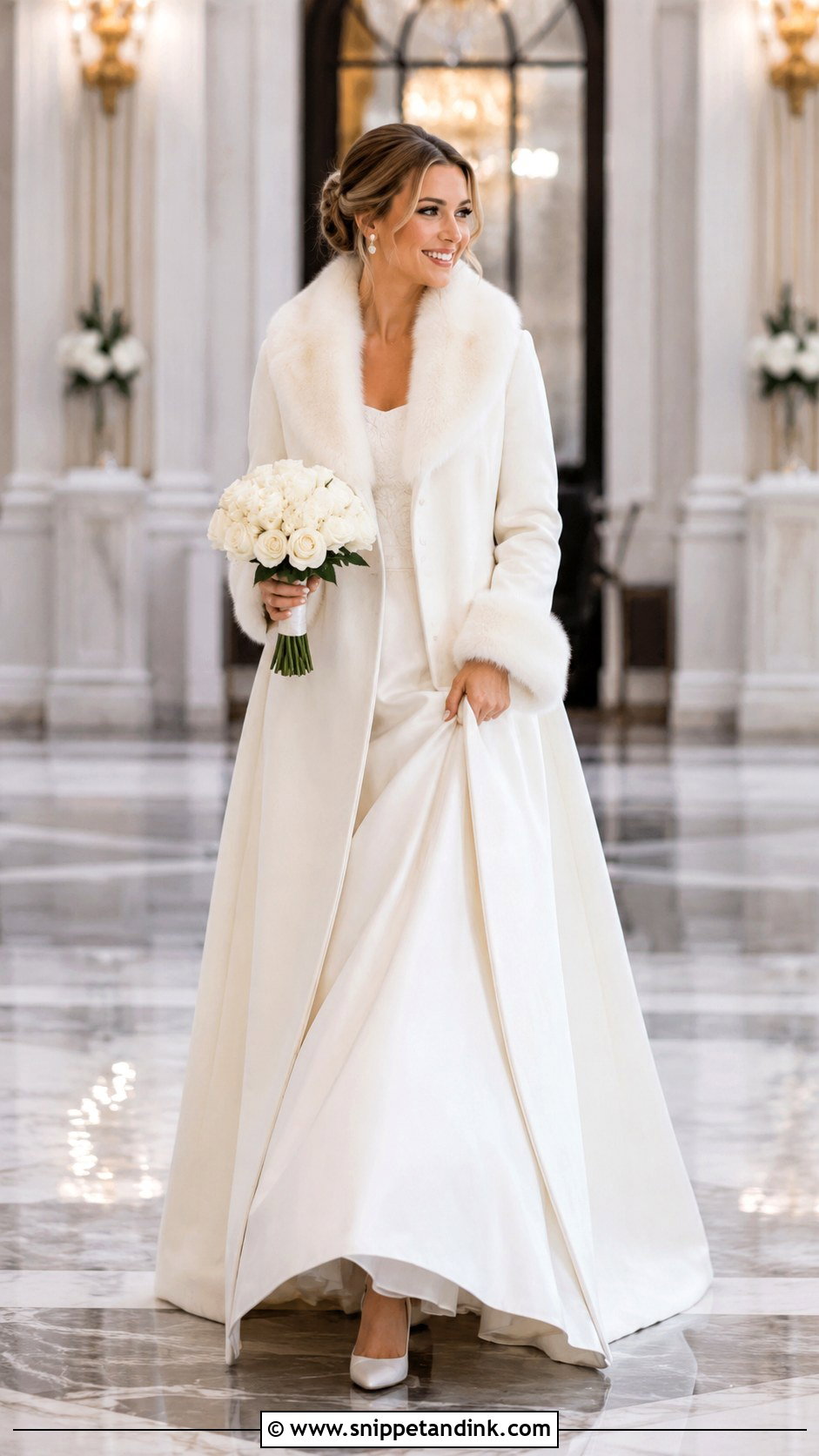 Fur Trim Bridal Coat - Snippet and Ink - 25 Bridal Coat Ideas