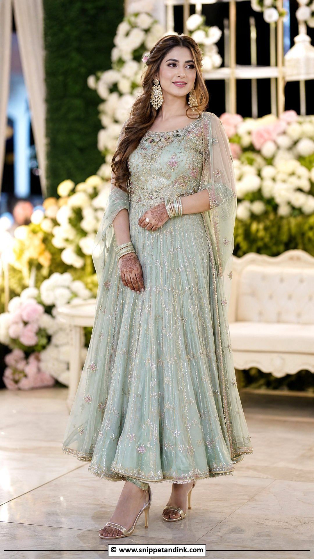 Fusion Gown Bridal Mehndi Outfit - Snippet and Ink - 35 Bridal Mehndi Outfit Ideas
