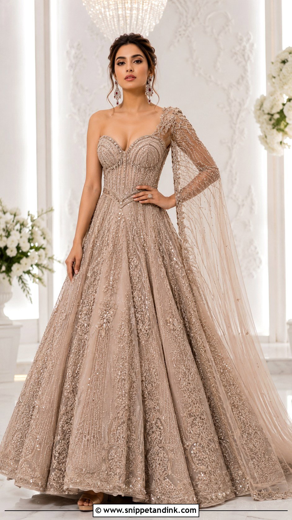 Fusion Lehenga Gown For Bride - Snippet and Ink - 25 Sangeet Outfit for Bride Ideas