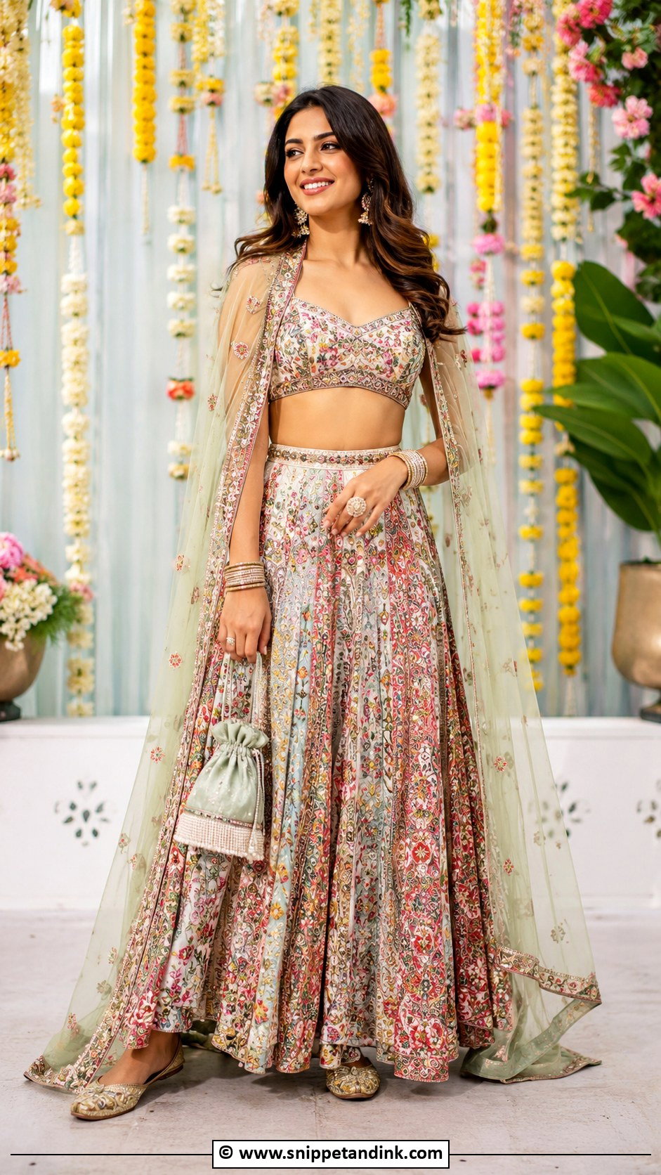 Fusion Skirt And Crop Top Sangeet Outfit - Snippet and Ink - 30 Sangeet Outfits for Women