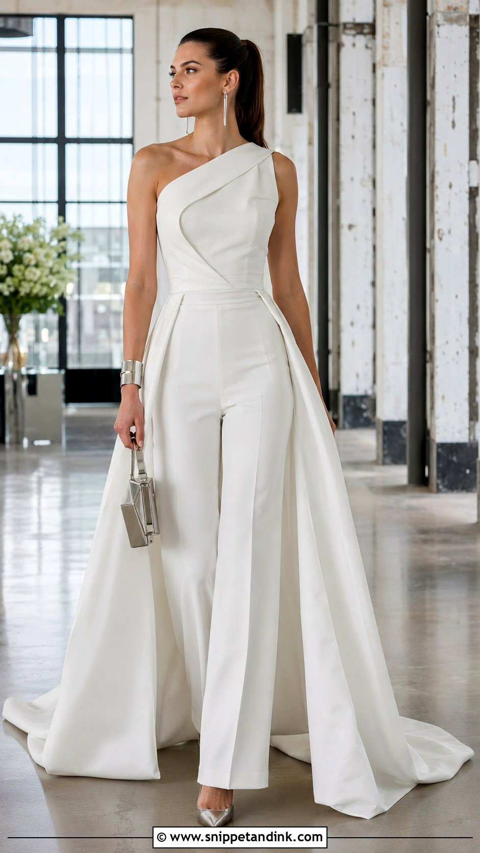 Futuristic Bridal Jumpsuit With Train - Snippet and Ink - 20 Futuristic Wedding Dress Ideas
