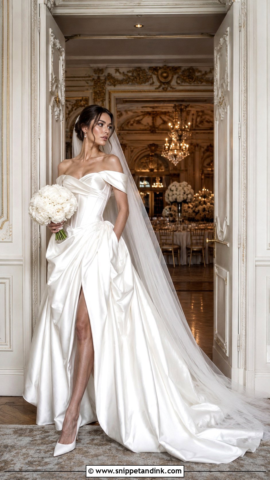 Galliano Off Shoulder Wedding Dress - Snippet and Ink - 20 Galliano Wedding Dress Ideas