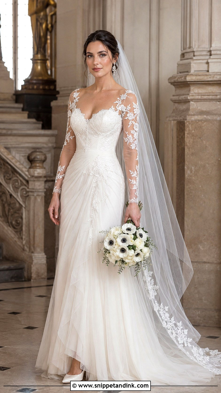Galliano Sheer Sleeve Wedding Dress - Snippet and Ink - 20 Galliano Wedding Dress Ideas