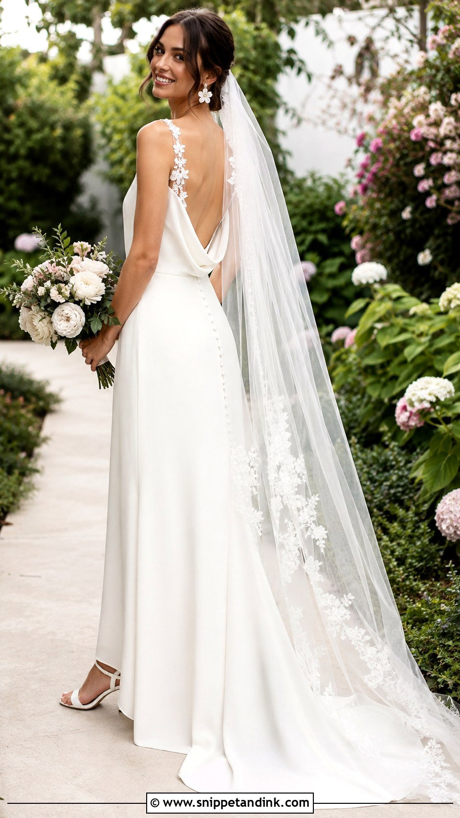 Garden Cowl Back Wedding Dress - Snippet and Ink - 20 Cowl Back Wedding Dress Ideas