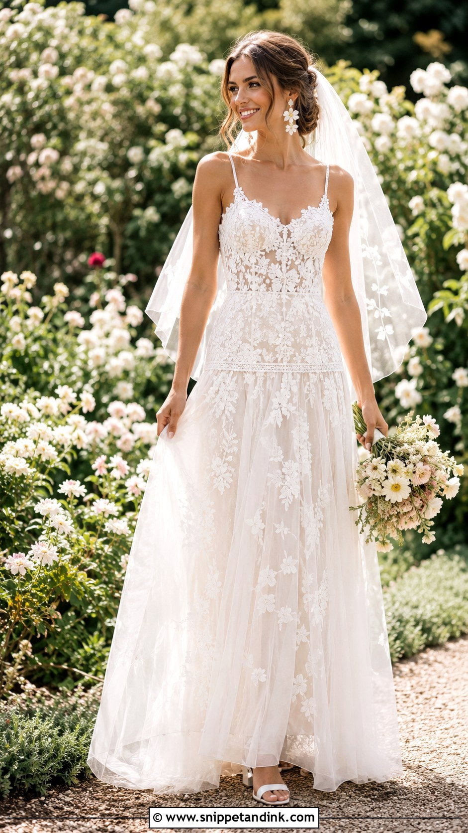 Garden Drop Waist A Line Wedding Dress - Snippet and Ink - 25 Drop Waist a Line Wedding Dress Ideas