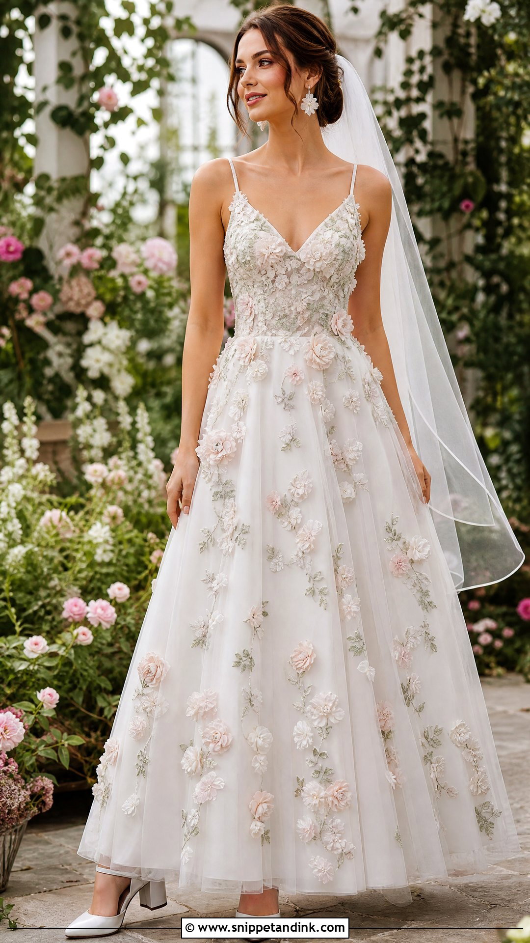 Garden Floral Tulle Wedding Dress - Snippet and Ink - 25 Floaty Wedding Dress Ideas
