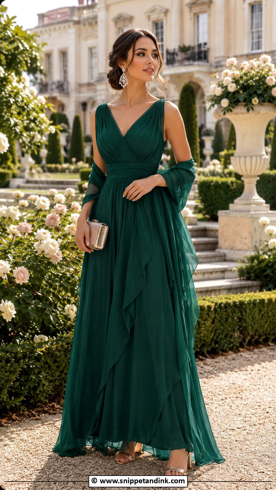 Garden Formal Maxi Dress With Statement Earrings - Snippet and Ink - 30 Garden Wedding Dress Ideas