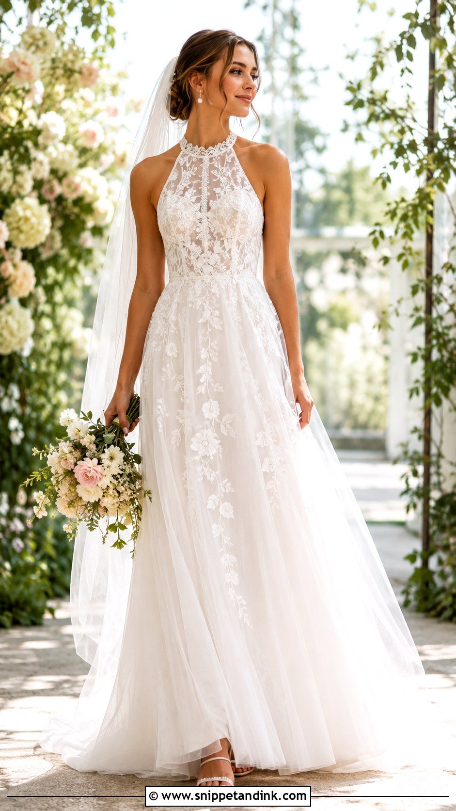 Garden Halterneck Wedding Dress - Snippet and Ink - 30 Halterneck Wedding Dress Ideas