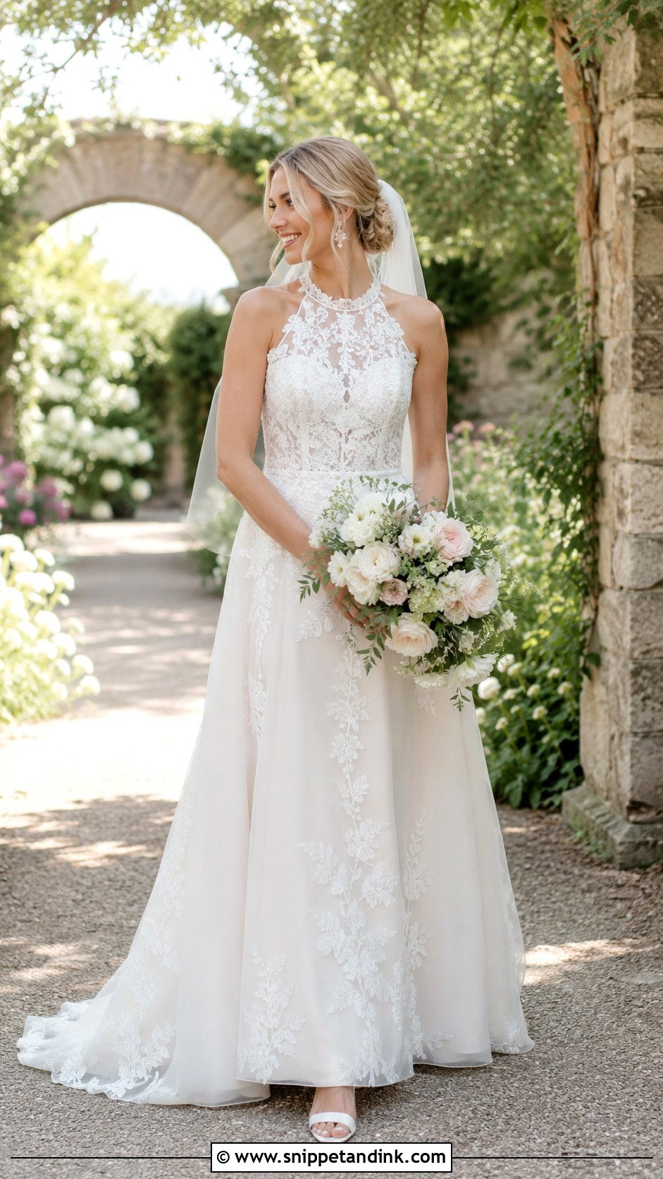 Garden Lace Halter Wedding Dress - Snippet and Ink - 20 Lace Halter Wedding Dress Ideas