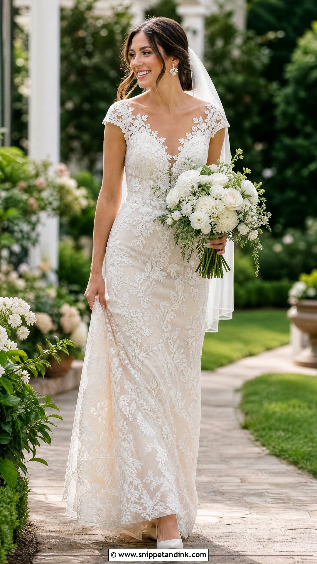 Garden Lace Sheath Wedding Dress - Snippet and Ink - 20 Lace Sheath Wedding Dress Ideas