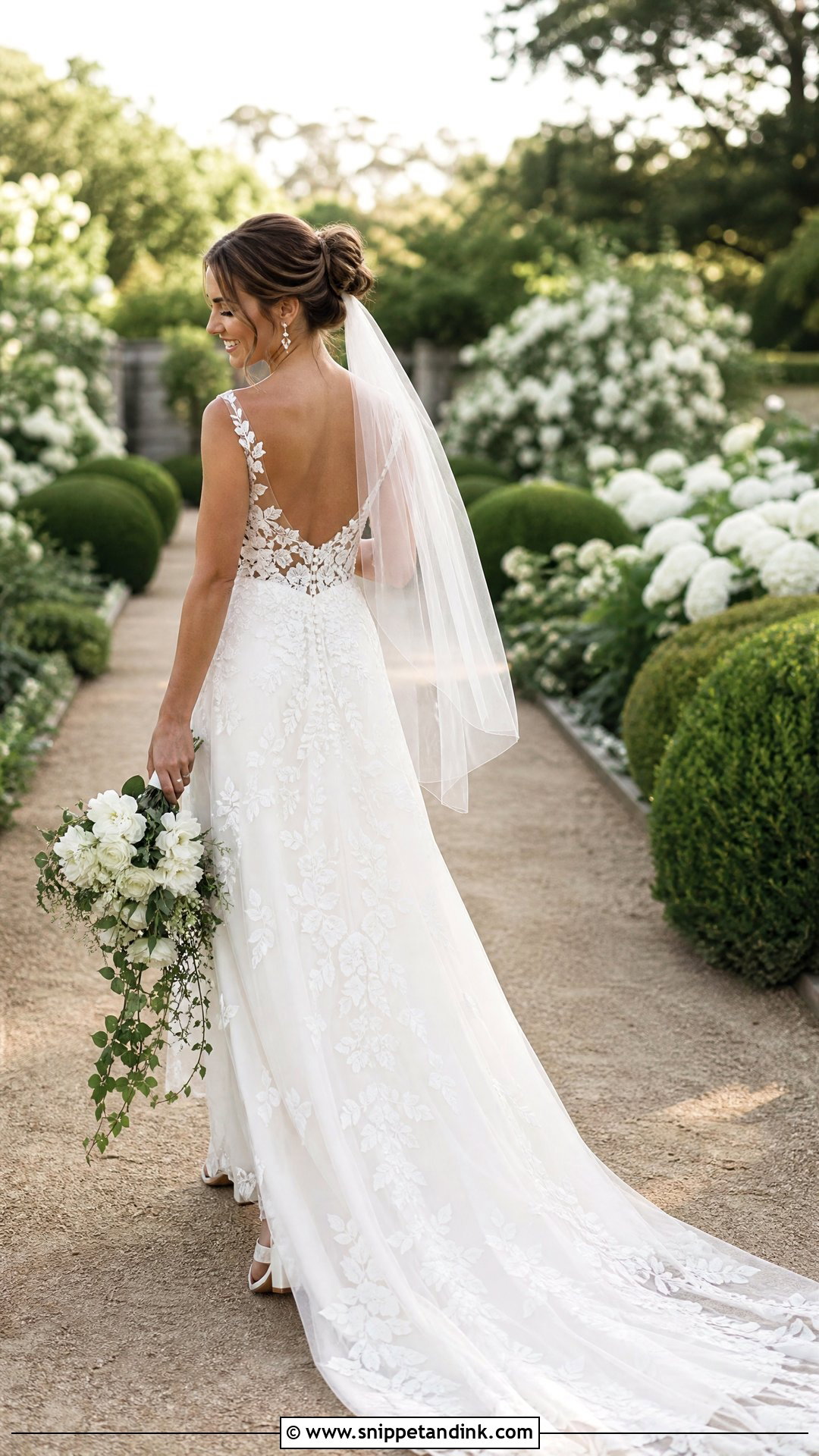 Garden Low Back Lace Wedding Dress - Snippet and Ink - 20 Low Back Lace Wedding Dress Ideas