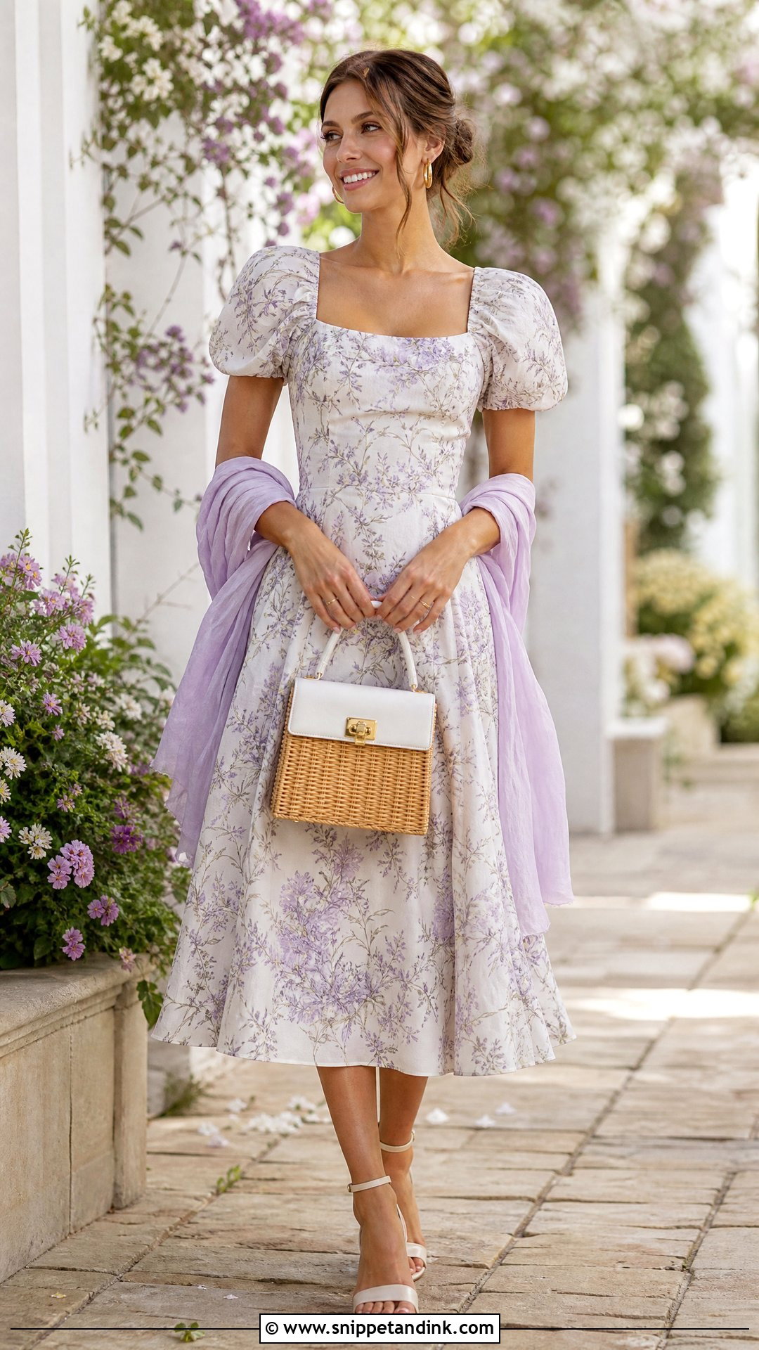 Garden Party Puff Sleeve Wedding Outfit - Snippet and Ink - 20 Wedding Outfit Aesthetic Ideas