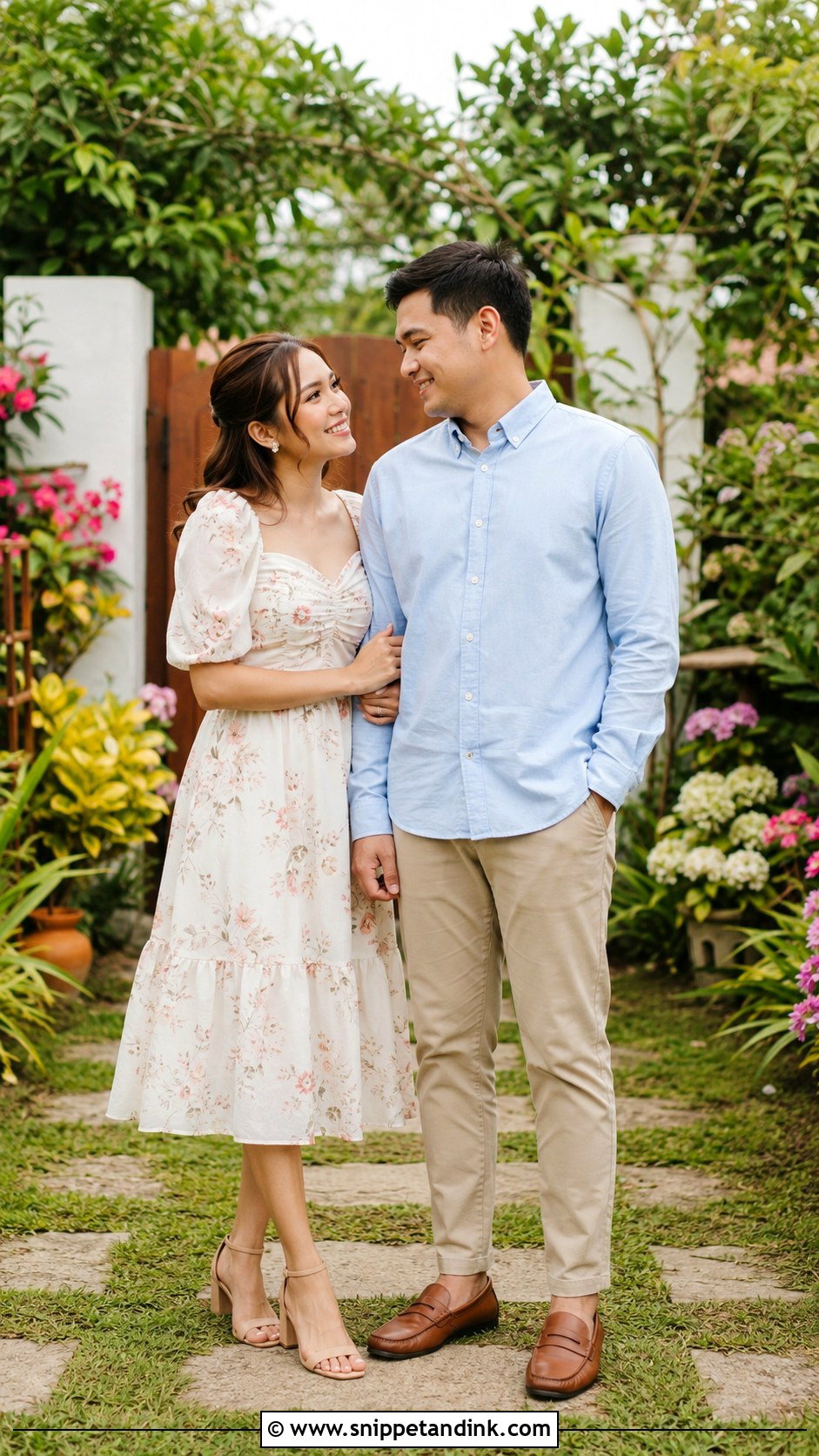 Garden Prenup Floral Midi Dress Outfit - Snippet and Ink - 25 Prenup Outfit Ideas Philippines