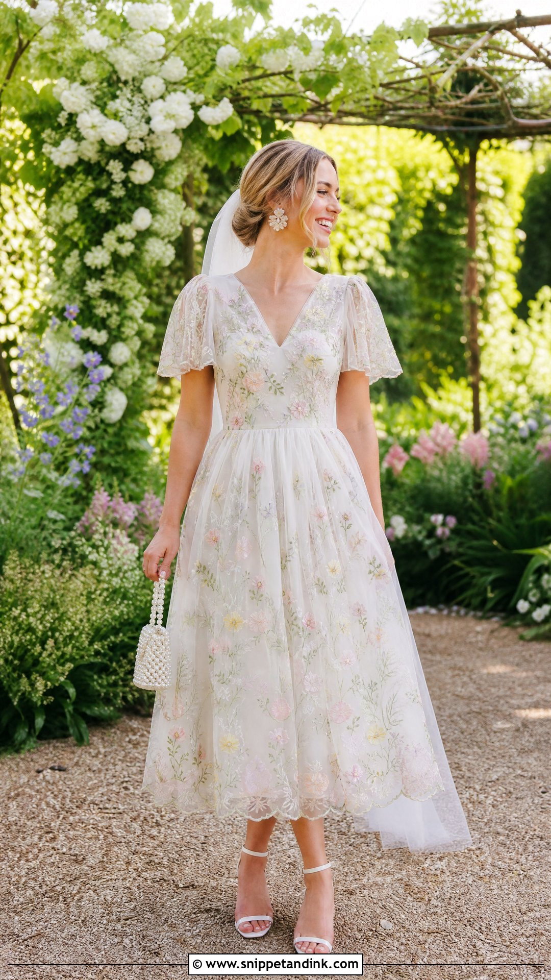 Garden Tea Length Bridal Dress - Snippet and Ink - 20 Tea Length Bridal Dresses