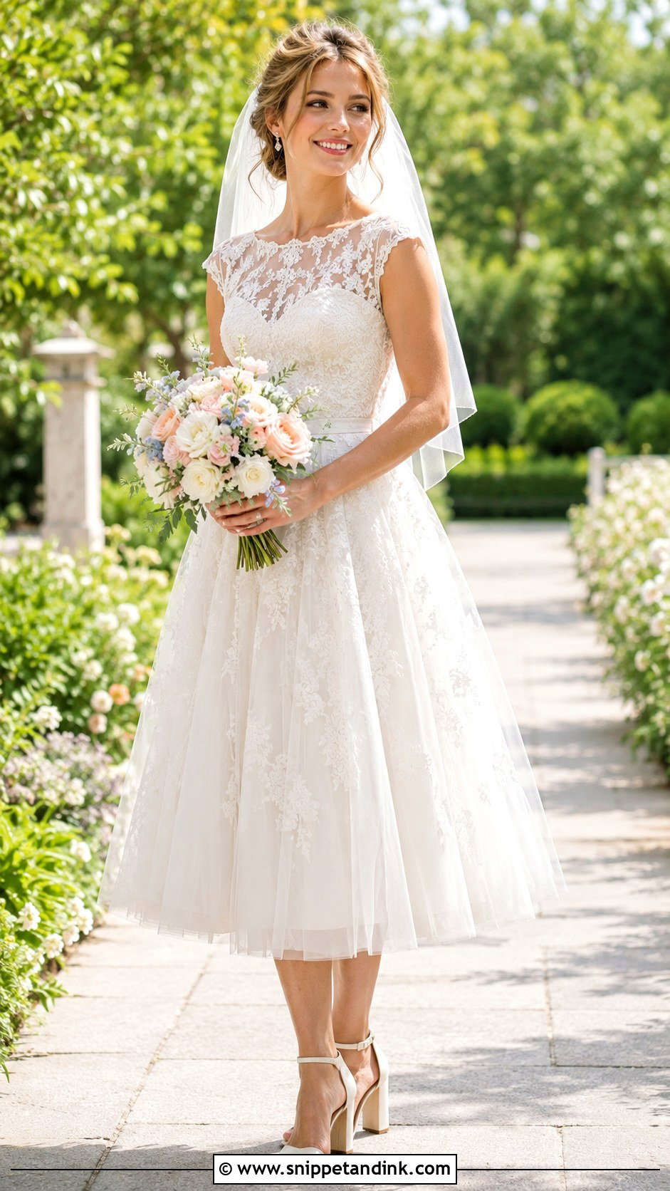 Garden Tea Length Wedding Dress - Snippet and Ink - 25 Tea Length Wedding Dress Vintage Ideas