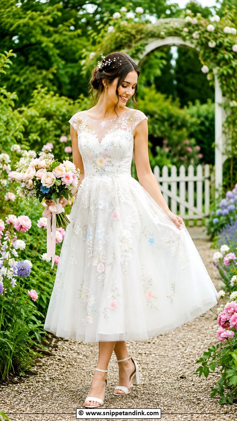 Garden Tea Length Wedding Dress - Snippet and Ink - 30 Tea Length Wedding Dress Ideas