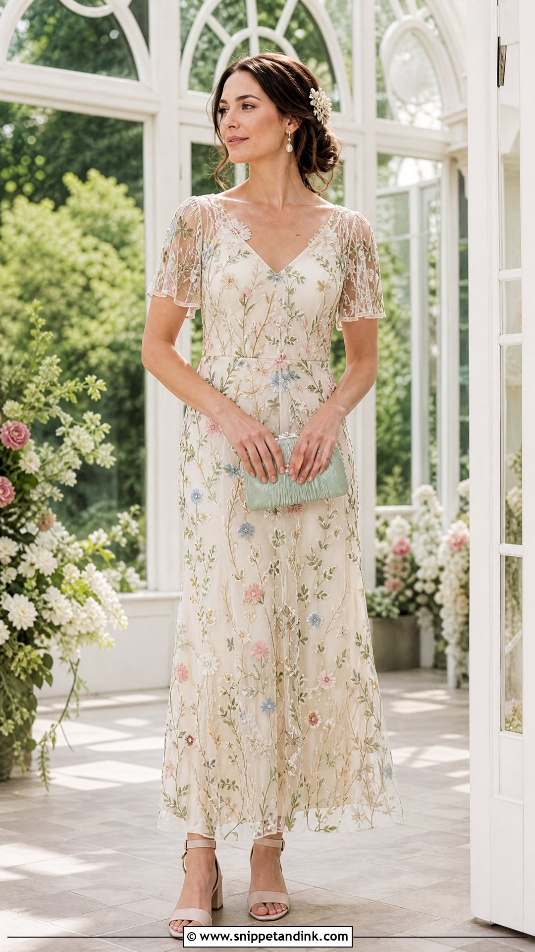 Garden Vow Renewal Embroidered Dress - Snippet and Ink - 20 Renewing Vows Dress Ideas
