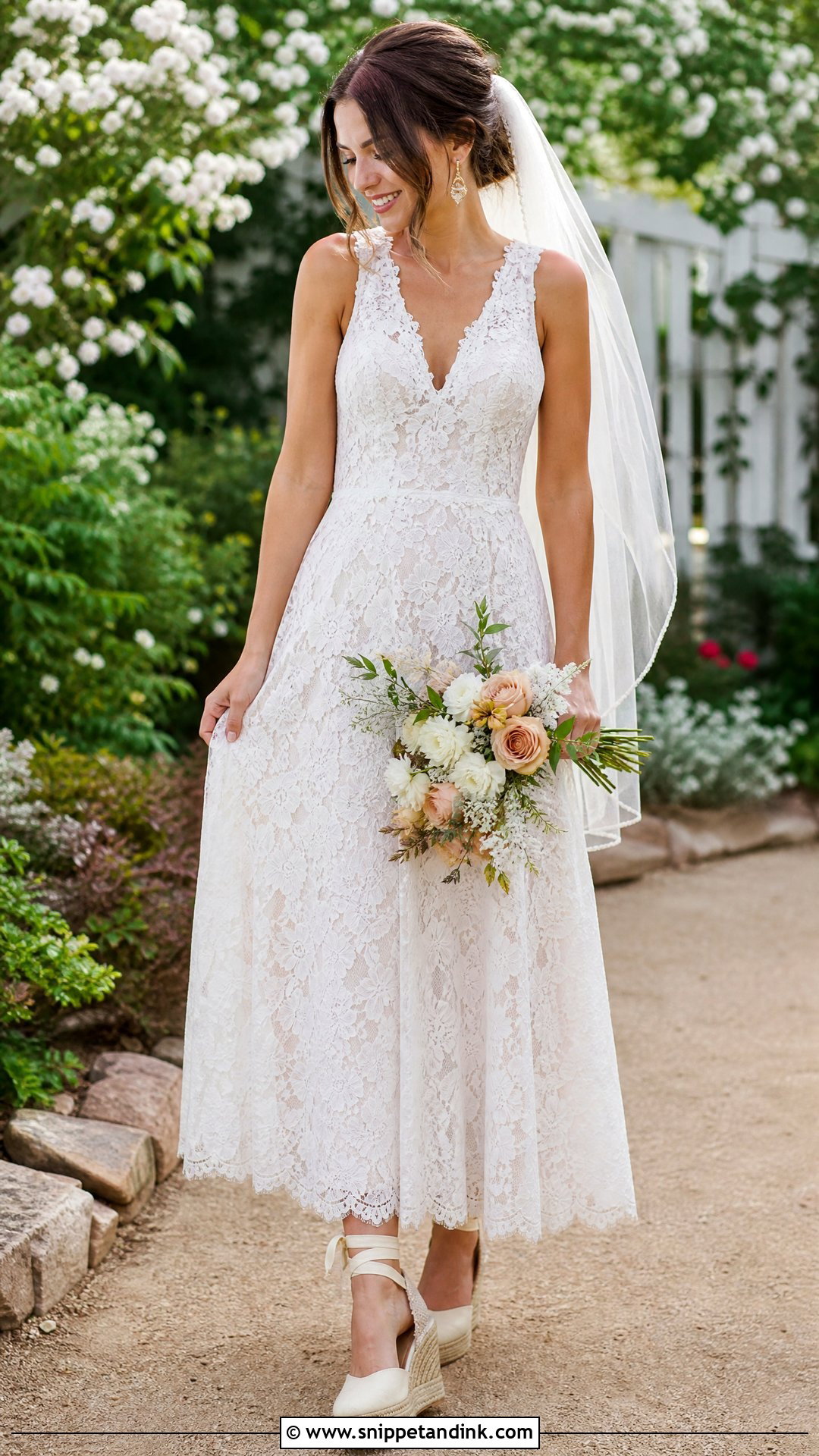 Garden Wedding Dress With Espadrille Wedges - Snippet and Ink - 25 Wedding Footwear Ideas