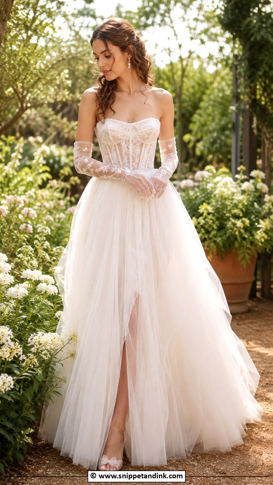 Garden Wedding Dress With Floral Gloves - Snippet and Ink - 30 Wedding Dress with Gloves Ideas