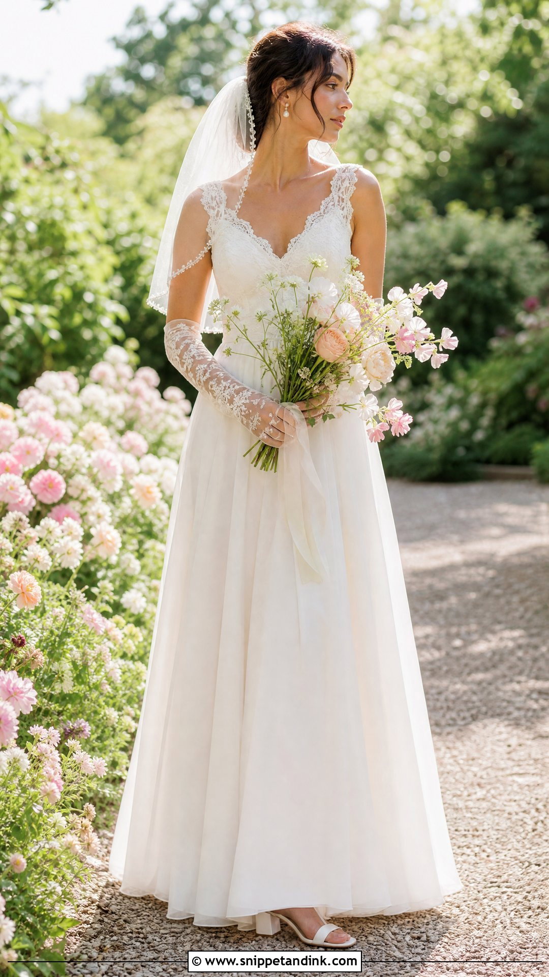 Garden Wedding Dress With Lace Gloves - Snippet and Ink - 20 Wedding Dress and Gloves Ideas