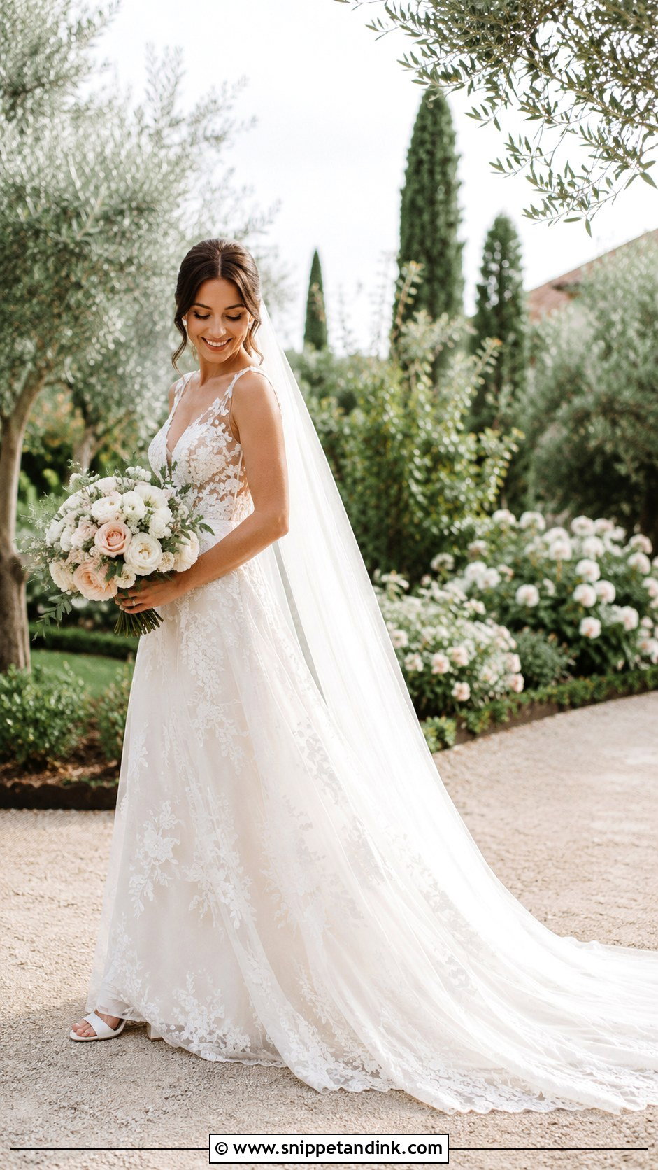 Garden Wedding Dress With Long Train - Snippet and Ink - 20 Long Tail Wedding Dress Ideas