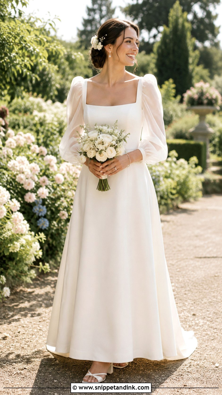 Garden Wedding Dress With Puff Sleeves - Snippet and Ink - 20 American Wedding Dress Ideas