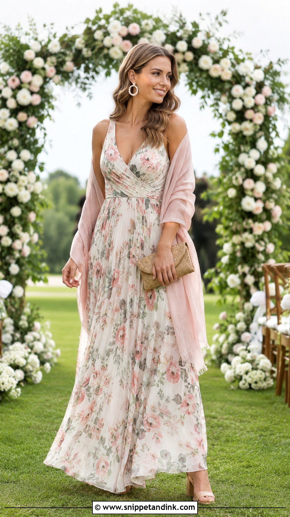 Garden Wedding Floral Maxi Dress Outfit - Snippet and Ink - 30 Wedding Wear Ideas