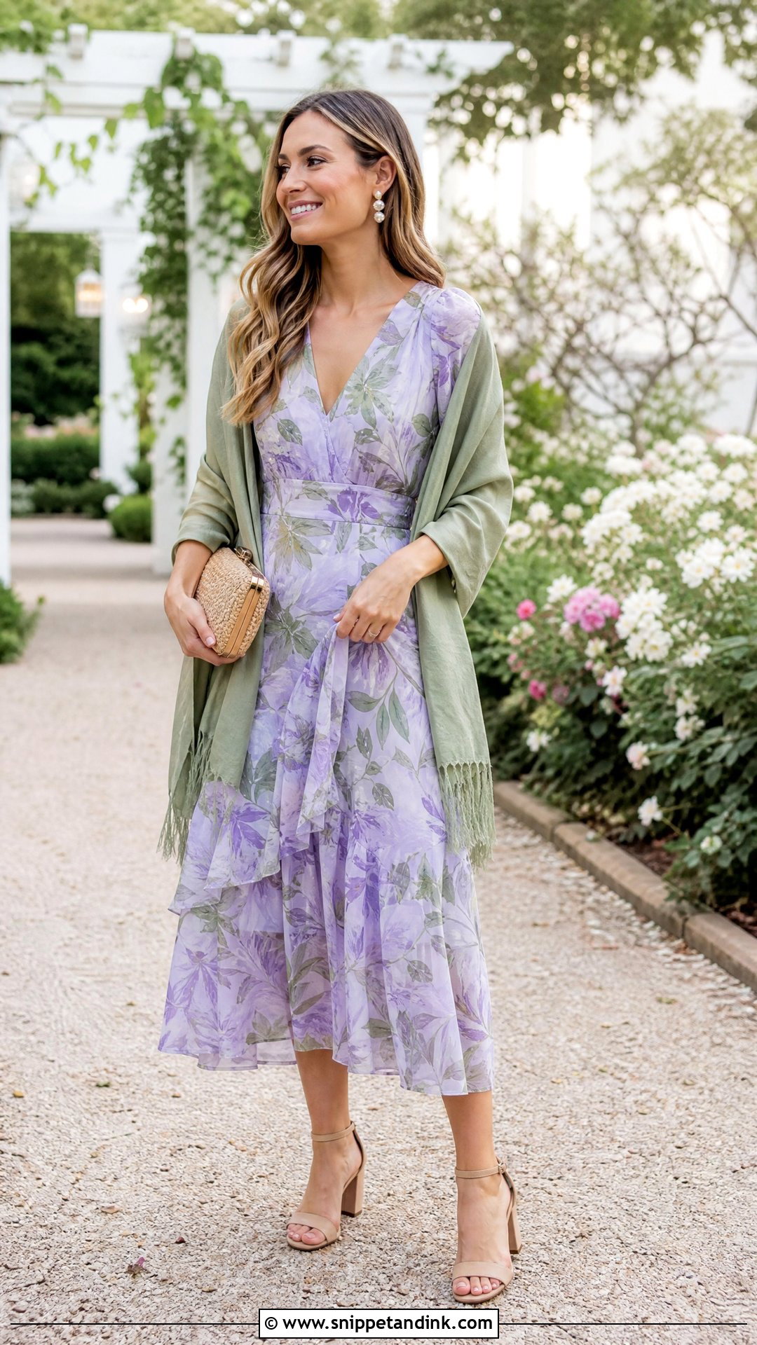 Garden Wedding Guest Floral Dress Outfit - Snippet and Ink - 20 Wedding Invitation Outfit Ideas