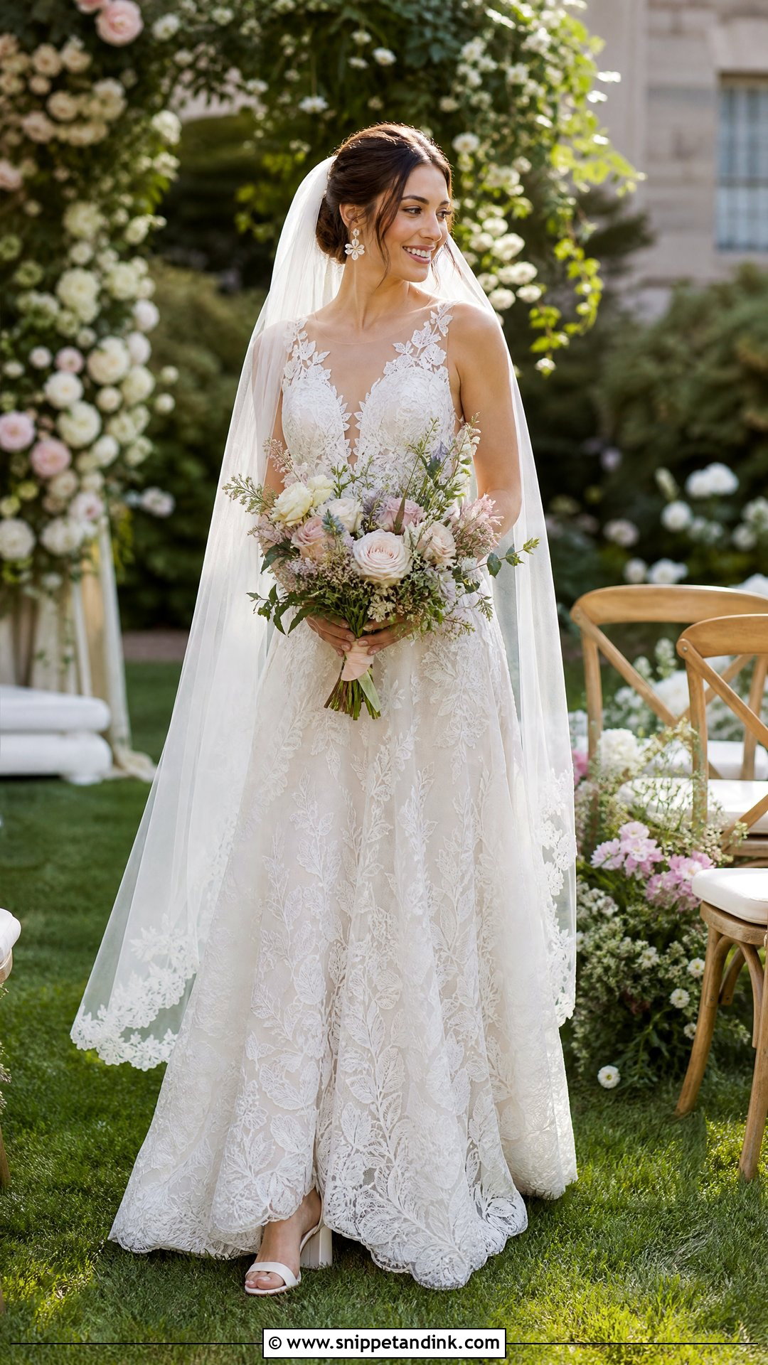 Garden Wedding Lace Gown - Snippet and Ink - 20 Wedding Wardrobe Ideas