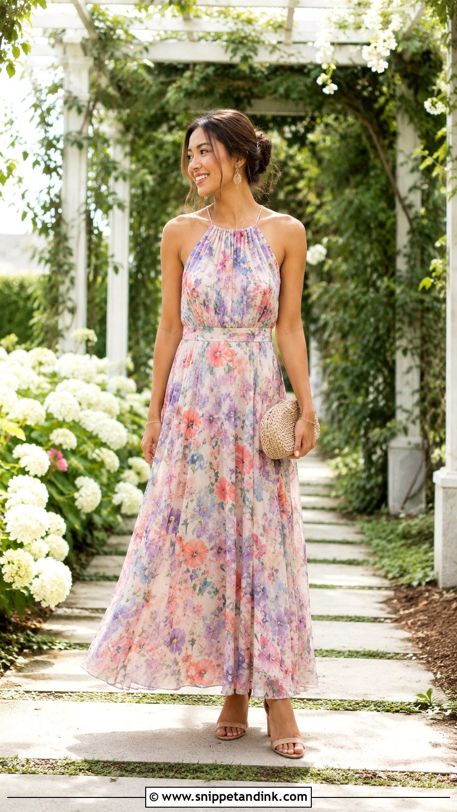 Garden Wedding Maxi Dress Outfit - Snippet and Ink - 30 Trendy Wedding Outfits
