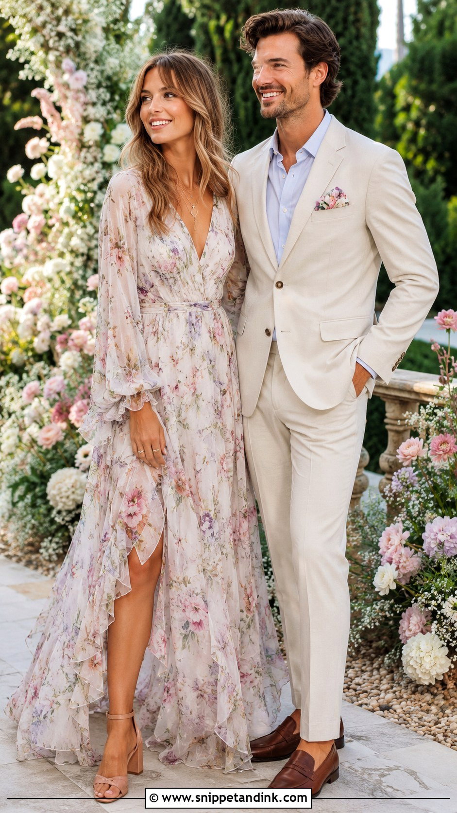 Garden Wedding Outfits - Snippet and Ink - 20 Couple Aesthetic Wedding Outfits