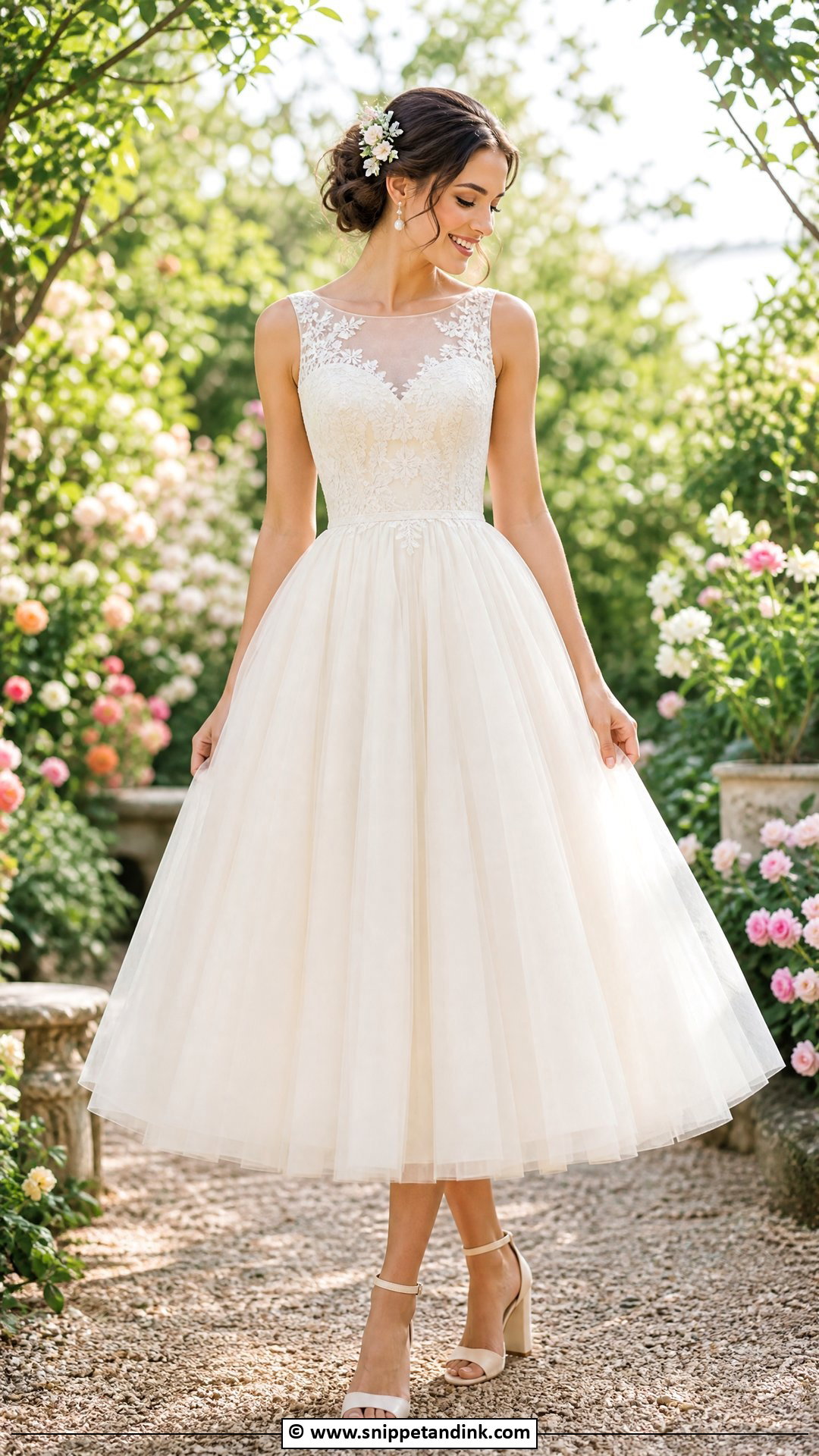 Garden Wedding Tea Length Dress - Snippet and Ink - 35 Casual Wedding Dress Ideas