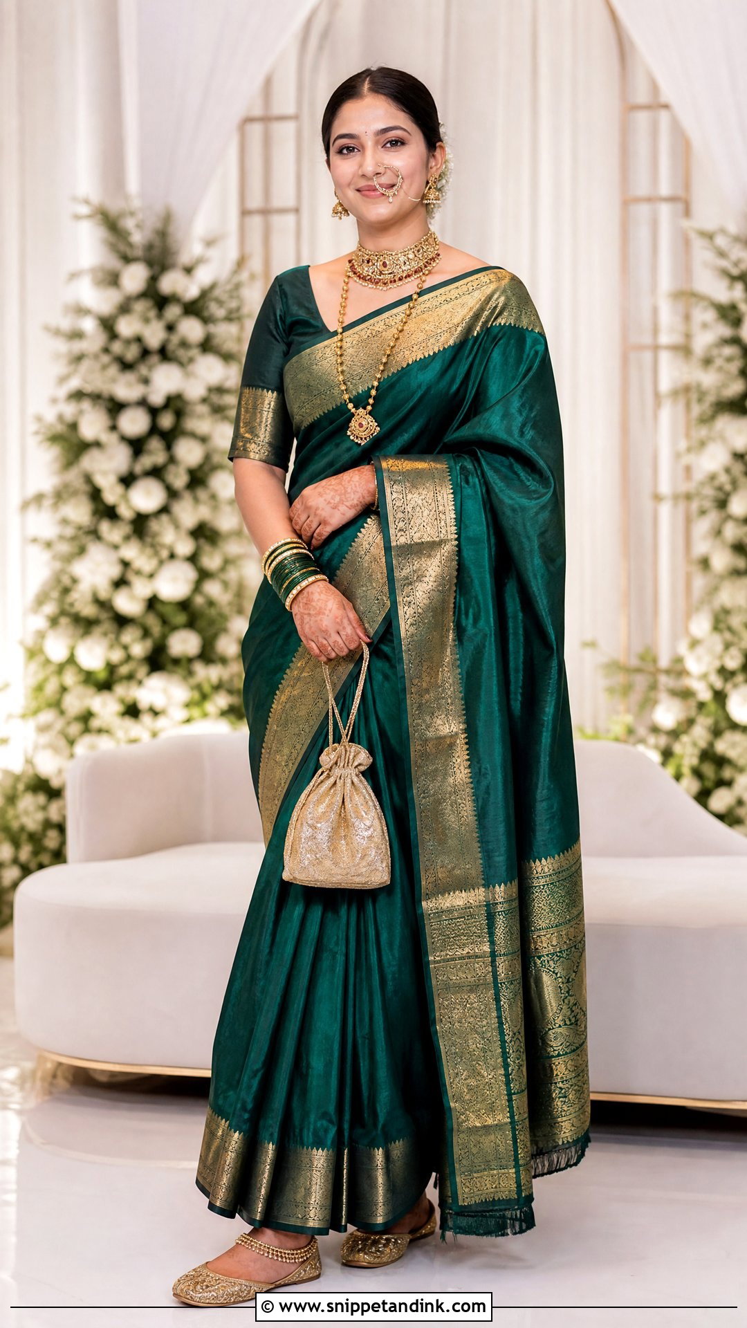 Garhwali Bridal Reception Saree Look - Snippet and Ink - 25 Garhwali Bride Ideas
