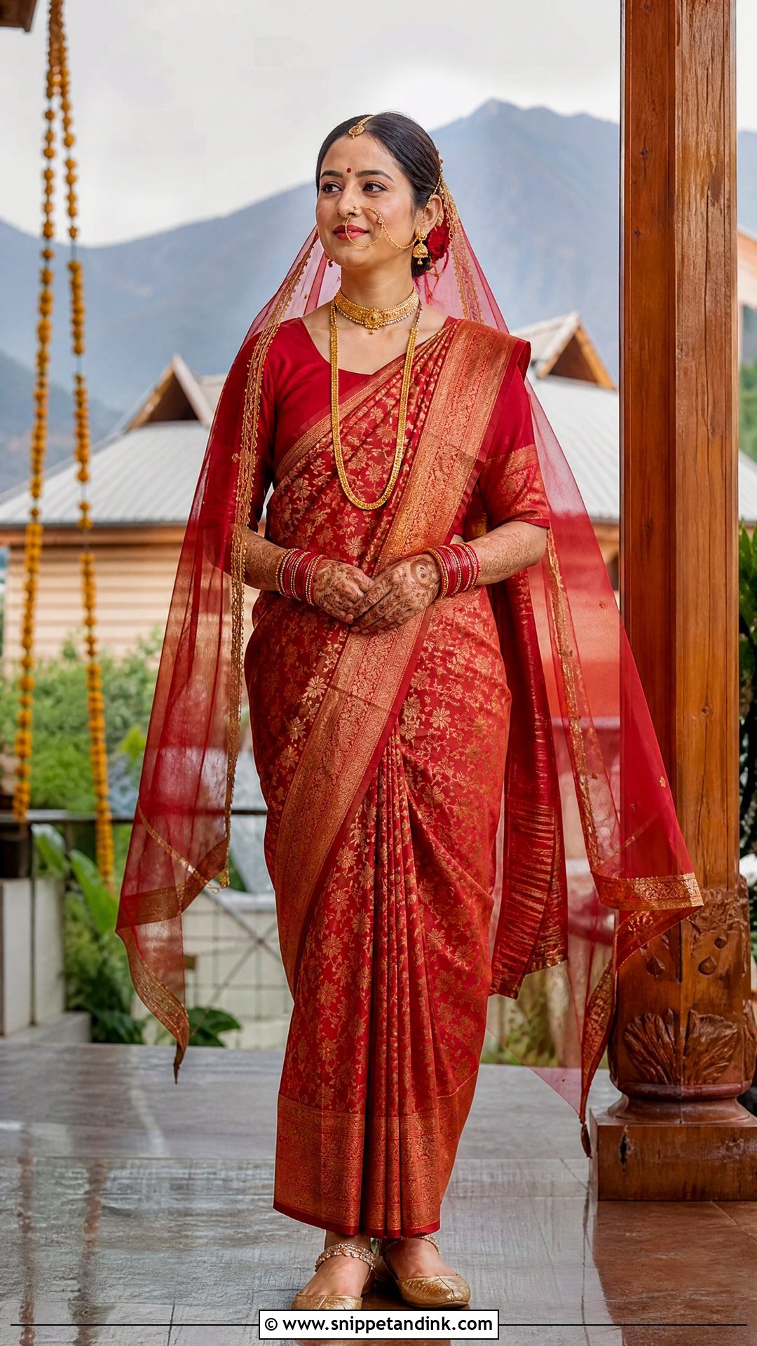 Garhwali Bride With Guloband And Silk Saree - Snippet and Ink - 25 Garhwali Bride Ideas