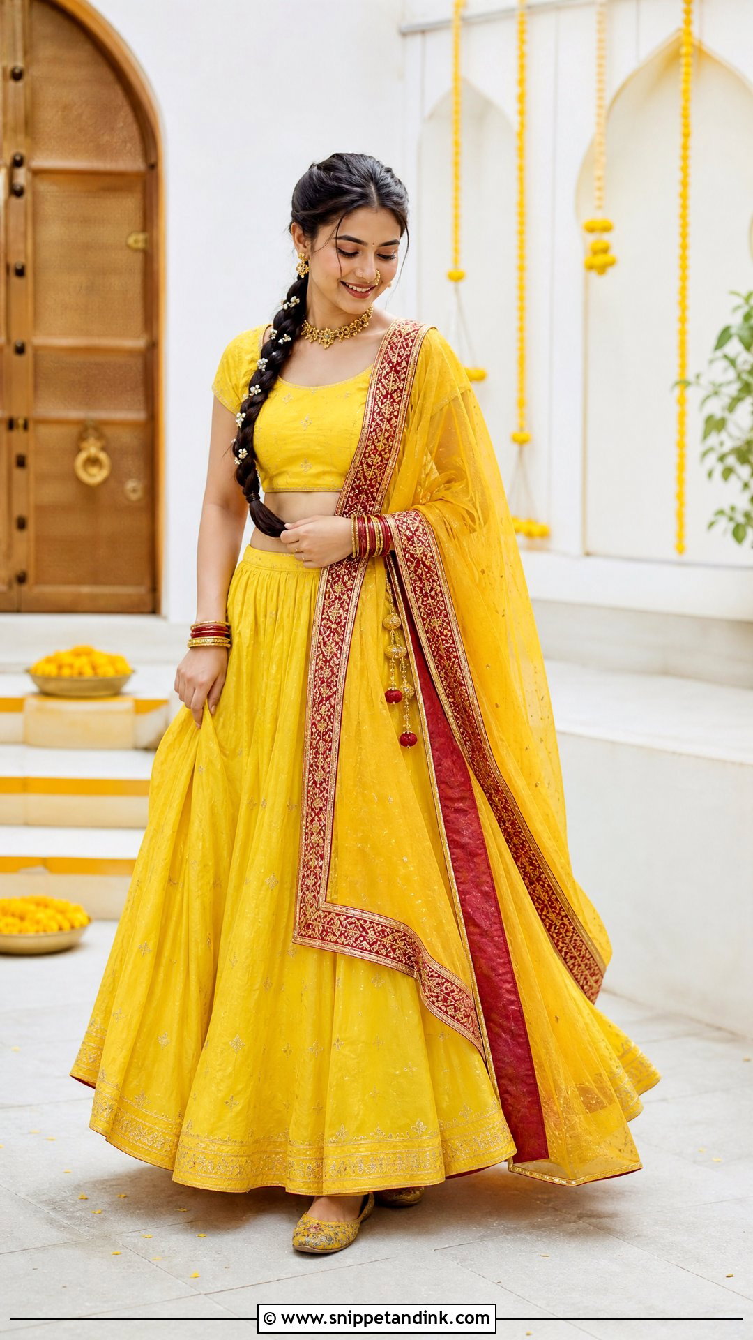 Garhwali Haldi Bride Yellow Lehenga - Snippet and Ink - 25 Garhwali Bride Ideas