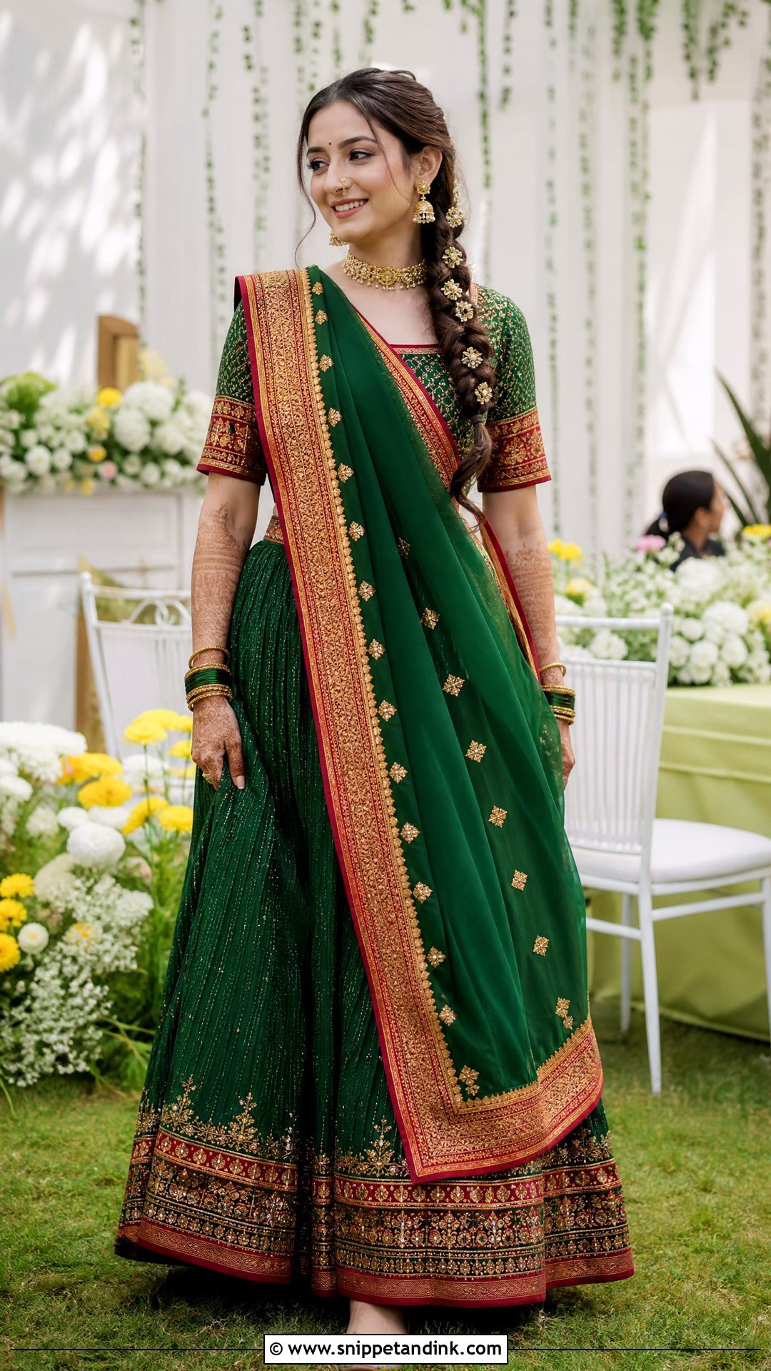 Garhwali Mehendi Bride Green Lehenga - Snippet and Ink - 25 Garhwali Bride Ideas
