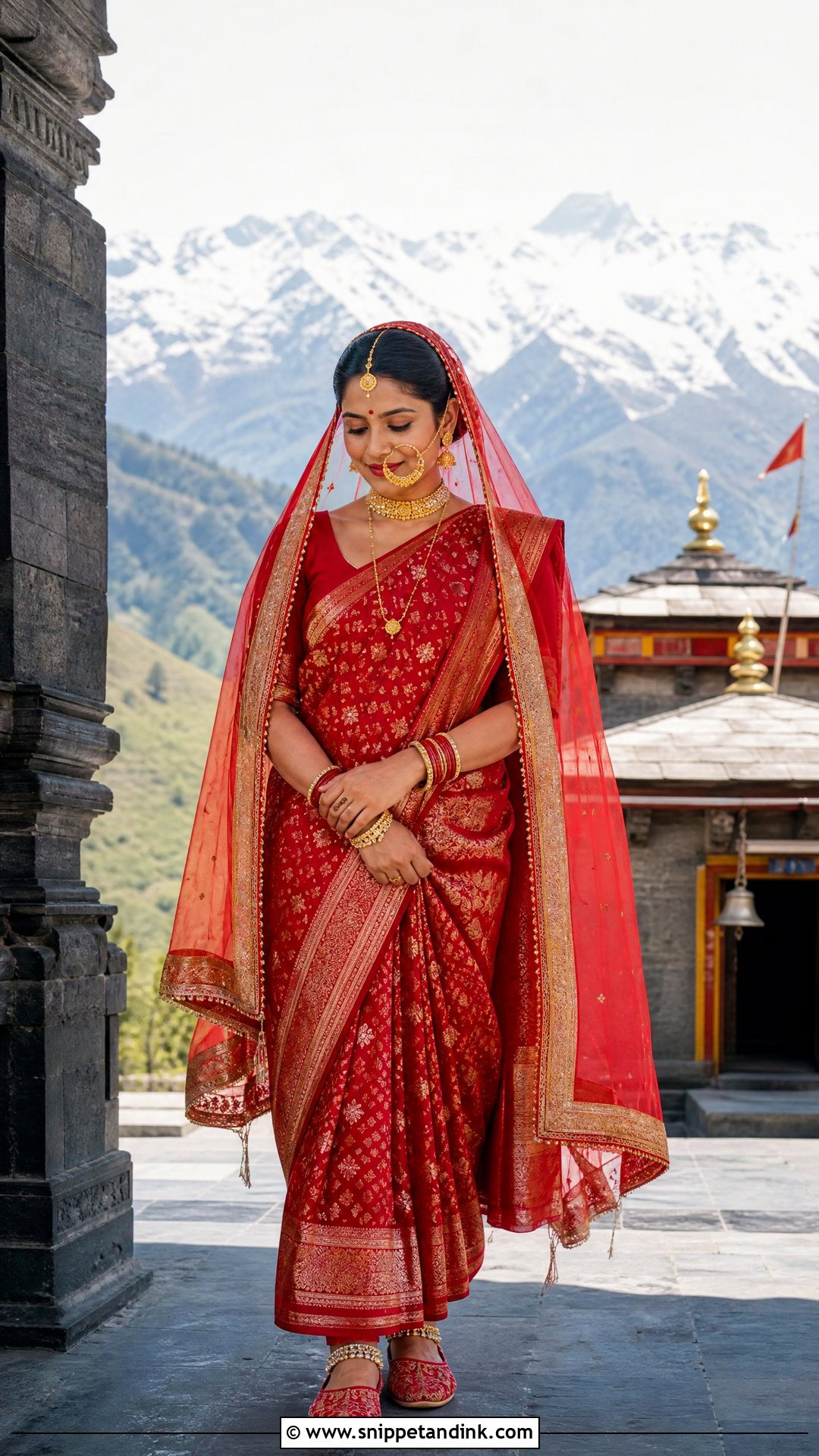 Garhwali Temple Wedding Bride Look - Snippet and Ink - 25 Garhwali Bride Ideas