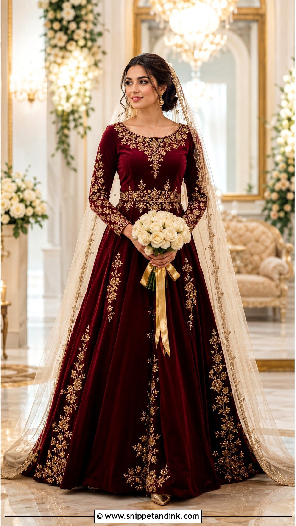 Garnet Gold Embroidered Wedding Dress - Snippet and Ink - 20 Garnet Wedding Dress Ideas