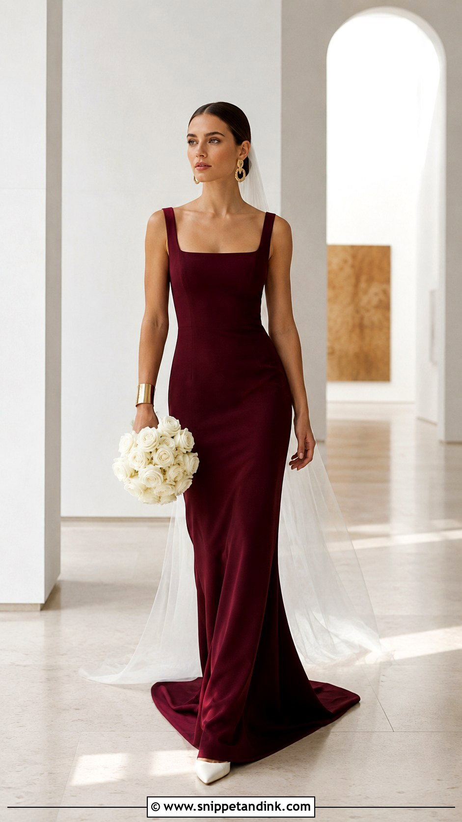 Garnet Minimalist Crepe Wedding Dress - Snippet and Ink - 20 Garnet Wedding Dress Ideas