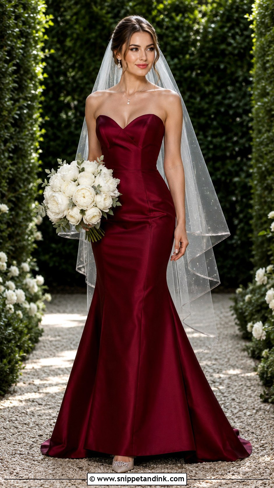 Garnet Sweetheart Fit And Flare Wedding Dress - Snippet and Ink - 20 Garnet Wedding Dress Ideas