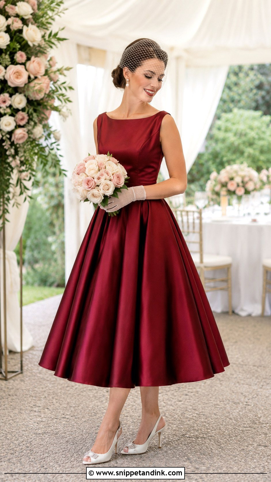 Garnet Tea Length Wedding Dress - Snippet and Ink - 20 Garnet Wedding Dress Ideas